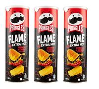 Pringles Flame Lot de 3 snacks salés au fromage extra chaud au goût de fromage épicé 160 g