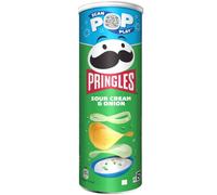 Pringles Sour Cream & Onion (1 x 185 g) - Le classique irrésistible dans la boîte pratique - Des copeaux croquants au goût de la crème et de l'oignon - Pop. Play. Eat.