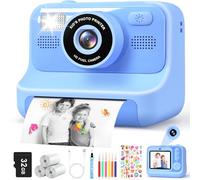 Prinhero Appareil Photo Instantané Enfant - 2.4 Écran Appareil Photo Numérique Enfant avec Mode Selfie et Carte 32GB et Papier d'impression - Cadeau Jouet pour Enfant Garçons Filles de 3-12 Ans - Bleu