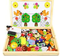 Prinhero Puzzles en Bois Magnétique, 110 Pièces Animaux Jigsaw avec Tableau Noir de Chevalet à Double Face Jouets Educatif, Jouets Montessori Educatif pour Enfants Fille 3+ Ans