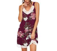 PrinStory Chemise de Nuit Ample en Dentelle pour Femme, FP Bordeaux, S