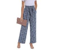 PrinStory Pantalon d'été à jambes larges, léger, taille élastique, avec poches, pantalon de travail décontracté, XL