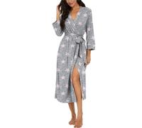 PrinStory Peignoir long ou court en tricot pour femme - Kimono doux - Robe de chambre décontractée pour femme, Bb10 Étoile rose, M