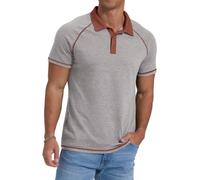 PrinStory Polo à manches courtes pour homme - Pour le golf, les loisirs - Stretch - Coupe ajustée, Gris clair., M
