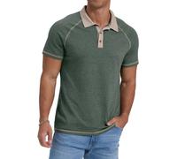 PrinStory Polo à manches courtes pour homme - Pour le golf, les loisirs - Stretch - Coupe ajustée, vert, M
