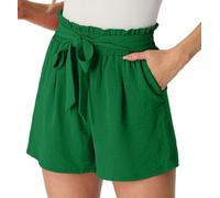 PrinStory Short d'été à jambes larges avec cordon de serrage et poches pour femme