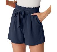 PrinStory Short d'été à jambes larges avec cordon de serrage et poches pour femme