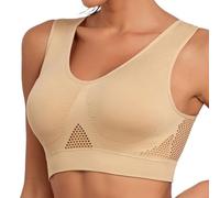PrinStory Soutien-gorge de sport en maille pour femme - Soutien-gorge de yoga en nylon respirant - Style sportif - Soutien-gorge galbant - Coussinets amovibles - Soutien-gorge pour femme - Vêtements