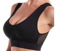PrinStory Soutien-gorge de sport en maille pour femme - Soutien-gorge de yoga en nylon respirant - Style sportif - Soutien-gorge galbant - Coussinets amovibles - Soutien-gorge pour femme - Vêtements