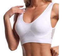 PrinStory Soutien-gorge de sport en maille pour femme - Soutien-gorge de yoga en nylon respirant - Style sportif - Soutien-gorge galbant - Coussinets amovibles - Soutien-gorge pour femme - Vêtements