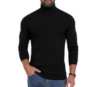 PrinStory T-shirt à manches longues pour homme - Col rond - Manches longues - Col roulé - Chaud - Pull en tricot, Noir , M