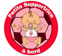 Print Corner AS Monaco Bébé à Bord FanZone Foot - Petite Supportrice Sticker Football Bébé Rose Vinyle Verre, Métal
