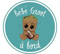 PRINT CORNER Autocollant Bébé à Bord - Bébé Groot Bleu STBB37