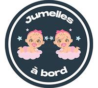 Print Corner - Autocollant Bébé à Bord - Bébés Jumelles à bord - Vinyle - Vif et moderne - Sticker