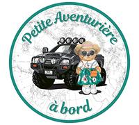 Print Corner - Autocollant Bébé à Bord - Petite Aventurière 4x4 - Vinyle - Enfantin - Décalcomanie pour Voiture - Multicolor - Verre, Métal