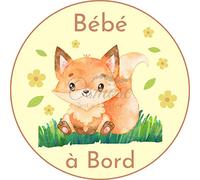 Print Corner - Bébé Renard - Sticker Adhésif Couleurs Vives - Vinyle - Outdoor - 13,5cm - Rectangulaire - Haut-brillant - Usage Unique