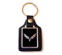 Print Corner Porte-clés Acier/Simili Cuir Luxury compatible avec - Corvette (noir)