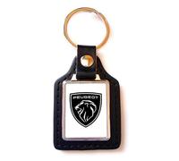 Print Corner Porte-clés Acier/Simili Cuir Luxury compatible avec - Peugeot (blanc)