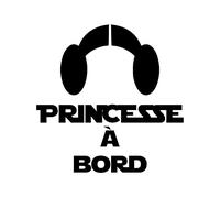 Print Corner Sticker autocollant Bébé à Bord - Princesse Leia - Couleur au choix, Noir
