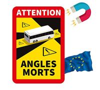 PRINT.GG Autocollant Magnétique pour Camion, Voiture, Bus, Moto, Camping-Car en France - 3 Pièces - 17 x 25 cm - Angles Morts Avertissement Attention Signe Français Auto Stickers Angle Mort Panneau