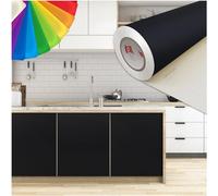 PRINT.GG Film adhésif pour meubles - Film pour meubles dans de nombreuses tailles - Film autocollant dans de nombreuses couleurs - Film adhésif noir mat pour différents types de meubles, 100 x 500 cm