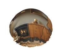 Print Home Cabinet - Bonnet de douche imperméable extra large - Protection double couche pour cheveux longs/bouclés - Réutilisable et facile à transporter.