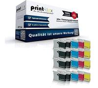 Print-Klex Lot de 20 cartouches d'encre compatibles avec Brother LC970 LC1000 DCP 130C DCP 135C DCP 150C DCP 153C DCP 157C DCP 330C DCP 330CN Eco Office Serie 8X Black 4X Cyan 4X Magenta 4X Jaune
