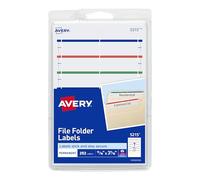 Print or Write File Folder Labels, 11/16 x 3-7/16, White/Assorted Bars, 252/Pack, Sold as 1 Package