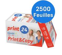 print24 Papier pour imprimante et photocopieur 2500 feuilles 5 x 500 A4 80 g blanc premium, certifié PEFC