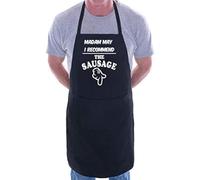 Print4U Tablier de cuisine fantaisie avec slogan Recommandation The saucisse Noir