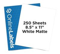 Printable Autocollant Papier, Blanc mat/Laser/Jet d'encre - 21,6 x 27,9 cm