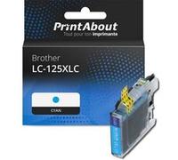 PrintAbout Cartouche d'encre compatible avec Brother LC-125XLC - Cyan - Grande capacité Cyan