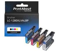 PrintAbout Cartouche d'encre compatible avec Brother LC-1280XLVALBP - 4 couleurs - Grande capacité - Multipack 4 couleurs