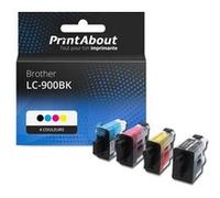 PrintAbout Cartouche d'encre compatible avec Brother LC-900BK - 4 couleurs - Multipack 4 couleurs