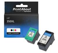 PrintAbout Cartouche d'encre compatible avec HP 350XL (SD412EE) - Noir + 3 couleurs - Grande capacité - Multipack Noir + 3 couleurs
