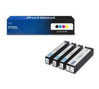 PrintAbout Cartouche d'encre compatible avec HP 970XL (CN625AE) - 4 couleurs - Grande capacité - Multipack 4 couleurs
