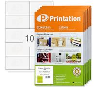 Printation Étiquettes 105 x 57 mm - 5000 étiquettes autocollantes sur 500 feuilles DIN A4 - 2 x 5 10 105 x 57 mm étiquettes universelles blanches - Étiquettes d'adresse imprimables 3425 4425 LA161