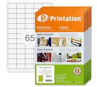 Printation Étiquettes 38,1 x 21,2 mm - 32500 etiquettes autocollantes imprimables - 500 feuilles A4 de 5x13 65 etiquettes universelles petites - Sticker 3666 L7651 4606