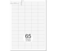 Printation Étiquettes 38,1 x 21,2 mm - 32500 pièces blanches autocollantes imprimables - 500 feuilles A4 de 5 x 13 étiquettes universelles petites - 3666 L7651 4606