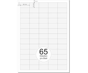 Printation Étiquettes 38,1 x 21,2 mm - 32500 pièces blanches autocollantes imprimables - 500 feuilles A4 de 5 x 13 étiquettes universelles petites - 3666 L7651 4606