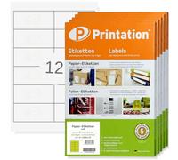 Printation Étiquettes 97 x 42,3 mm - 6000 autocollants sur 500 feuilles a4 - 2x6 12 97x42,3 Sticker - Étiquettes universelles blanches autocollantes - Étiquettes d'adresse 4623 5056 LA140 3659