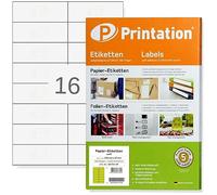 Printation Étiquettes Autocollantes 105 x 37 mm - 1600 Multi-Usages, Universelles, d'Adresse - 16 par Feuille, 100 Feuilles - Imprimante A4