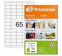 Printation Étiquettes Autocollantes 38,1 x 21,2 mm, 6500 Petite Étiquette blanches adhésives sur Feuille Autocollante Imprimante A4, 100 Feuilles, 65 Étiquettes par Feuille, imprimables 3666 4606