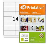Printation Étiquettes Autocollantes 99,1 x 38,1 mm, 350 Étiquettes pour Imprimante Laser et Jet d'Encre, Adresses Autocollantes, 25 Feuilles A4, Etiquettes 14 par Feuille, 2x7, 99,1x38,1 L7163 4678
