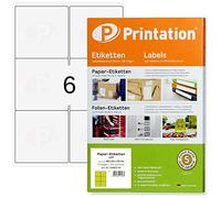 Printation Étiquettes autocollantes imprimables - 99,1 x 93 mm - Blanc - 150 étiquettes d'adresse autocollantes - 99,1 x 93 mm sur 25 feuilles DIN A4 - 2 x 3-6 étiquettes par feuille - Étiquettes