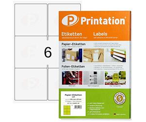 Printation Étiquettes autocollantes imprimables - 99,1 x 93 mm - Blanc - 150 étiquettes d'adresse autocollantes - 99,1 x 93 mm sur 25 feuilles DIN A4-2 x 3-6 étiquettes par feuille - Étiquettes