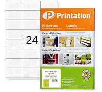 Printation Étiquettes blanches 70 x 37 mm résistantes aux intempéries blanches sur feuille DIN A4 - 24 étiquettes imperméables autocollantes par feuille A4 3 x 8, 25 feuilles - 600 étiquettes 70 x 37