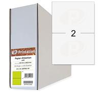 Printation Étiquettes d'expédition 210 x 148 mm - 1000 étiquettes autocollantes 210 x 148 mm blanches - 500 feuilles DIN A4 Bigpack de 2 étiquettes d'adresse A5 / étiquettes adhésives - Marque