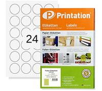 Printation Étiquettes rondes de 40 mm - 240 autocollants ronds blanc mat - Étiquettes adhésives rondes de 40 mm sur format A4 - 24 pastilles adhésives par feuille A4 - 10 films adhésifs de 4 cm