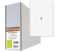 Printation Étiquettes universelles 200 x 297 mm (DIN A4) blanches - 500 feuilles A4 Bigpack de 500 étiquettes autocollantes imprimables avec bord 200 x 297 mm 1 x 1 papier Étiquettes autocollantes A4